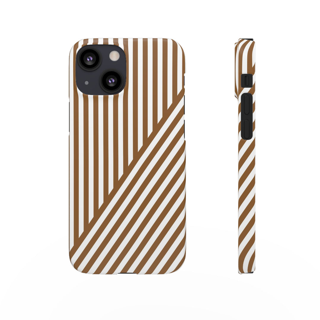 Aesthetic Mocha Brown Stripes Cute Phone Case Sleek Snap - For iPhone 17 Pro Max iPhone 16 Pro iPhone 15 Iphone 14 Plus 13 Pro 12 11 10 Gift - Studio40ParkLane