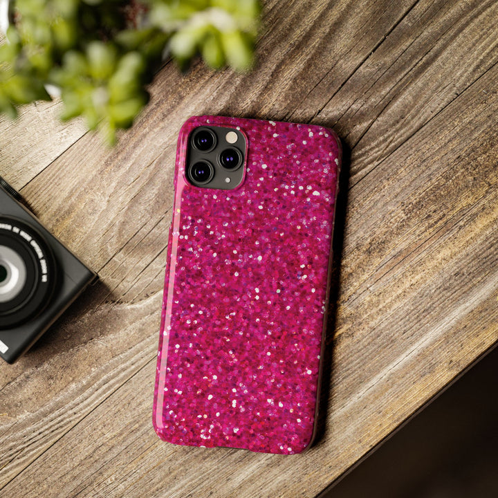 Slim Muted Pink Faux Play on Glitter Effect Cute Phone Cases for Iphone 16 Pro Max | iPhone 15 Case | iPhone 15 Pro Max Case, Iphone 14, Iphone 14 Pro Max, Iphone 13 12 11 8 7 - Studio40ParkLane