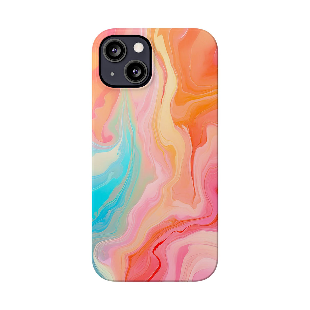 Slim Blue Pink Orange Marbled Cute Phone Cases for Iphone 16 Pro Max | iPhone 15 Case | iPhone 15 Pro Max Case, Iphone 14, Iphone 14 Pro Max, Iphone 13 12 11 8 7 - Studio40ParkLane