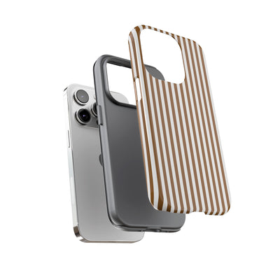 Tough Premium Mocca Brown Stripes Phone Case Gift for Her - For Apple iPhone 16 Pro Max 16e iPhone 15 Pro iPhone Iphone 14 Plus 13 Pro 12 SE XR - Studio40ParkLane
