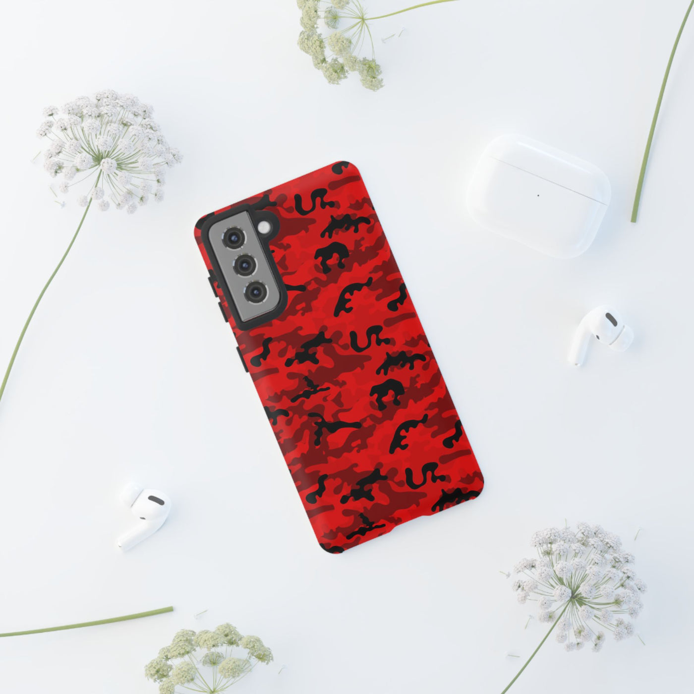 Impact Resistant, Red Camo Camouflage, Cute Phone Cases for Samsung S24, S23, S22, S21, IPhone 15 pro Iphone 14 pro Iphone 13 IPhone 12 Iphone 11