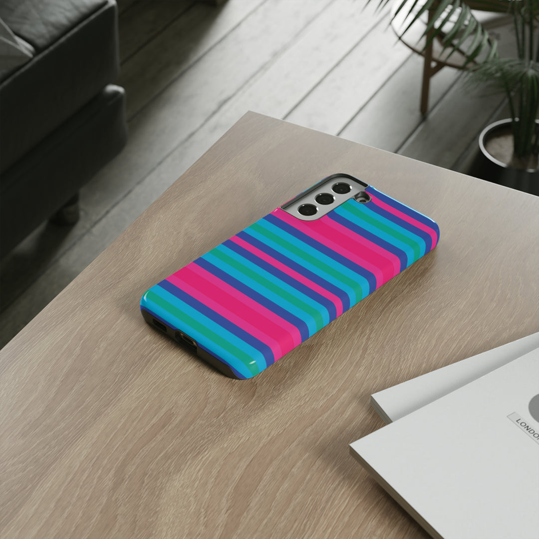 Cute Samsung Phone Case | Aesthetic Samsung Phone Case | Stripes Blue Pink | Galaxy S23, S22, S21, S20 | Luxury Double Layer | Cool - Studio40ParkLane