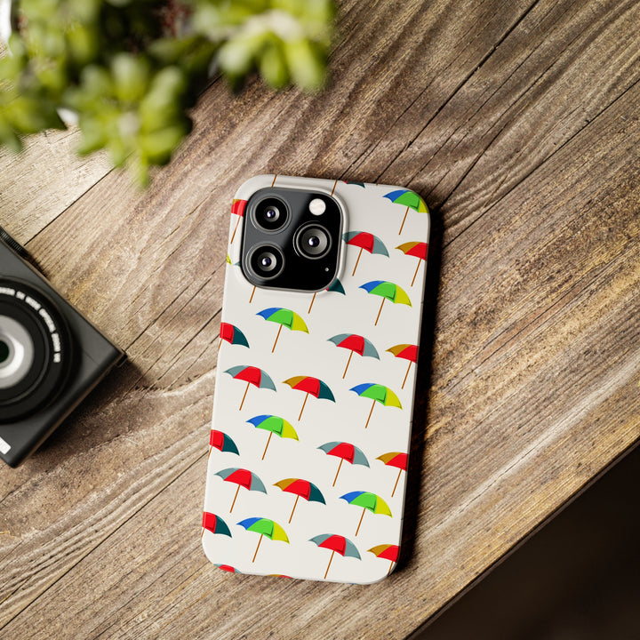 Slim Cute Phone Cases for Iphone - | iPhone 15 Case | iPhone 15 Pro Max Case, Iphone 14 Case, Iphone 14 Pro Max, Iphone 13, Colorful Beach Parasol - Studio40ParkLane