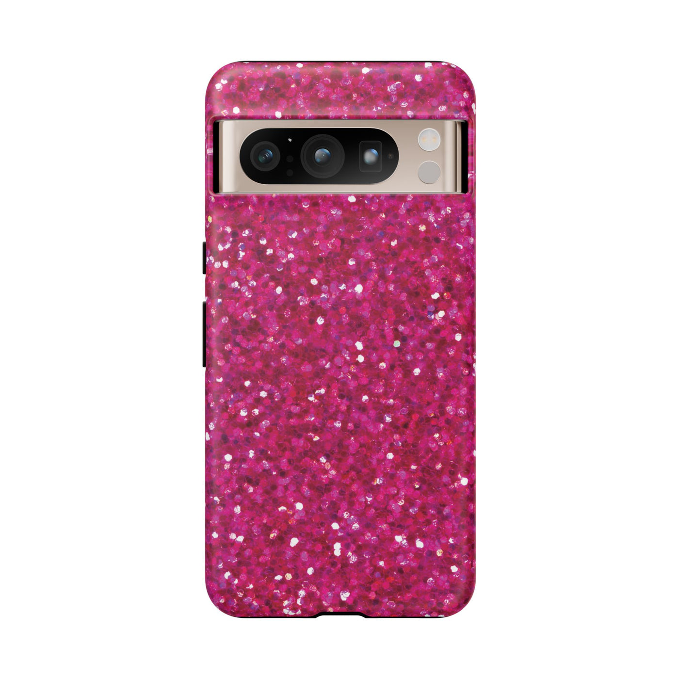 Chic Pink Faux Play on Glitter Effect Cute Phone Case, for IPhone 16 pro Max | Iphone 15, Iphone 14, IPhone 13 Case, 11 8 7, Samsung Galaxy S24, S23, S22, S21, 2 Layer Protection