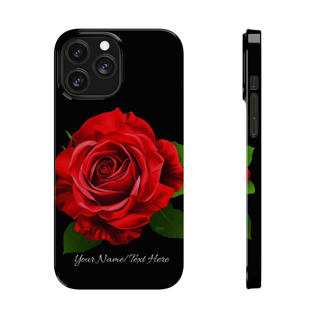 Slim Custom Personalized Red Rose Flowers Gift for Her Cute Phone Cases for Iphone 16 Pro Max | iPhone 15 Case | iPhone 15 Pro Max Case, Iphone 14, Iphone 14 Pro Max, Iphone 13 12 11 8 7 - Studio40ParkLane