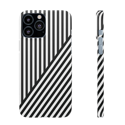 Aesthetic Black White Stripes Cute Phone Case Sleek Snap - For iPhone 17 Pro Max iPhone 16 Pro iPhone 15 Iphone 14 Plus 13 Pro 12 11 10 Gift - Studio40ParkLane