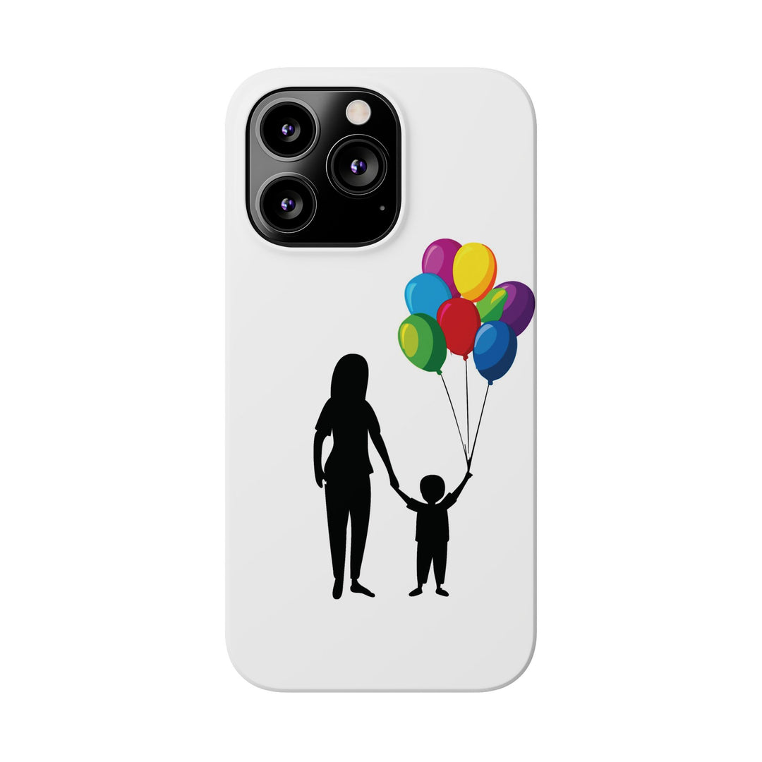 Slim Mother Child Balloons Gift for Her Cute Phone Cases for Iphone 16 Pro Max | iPhone 15 Case | iPhone 15 Pro Max Case, Iphone 14, 13, 12, 11, 10, 8, 7 - Studio40ParkLane