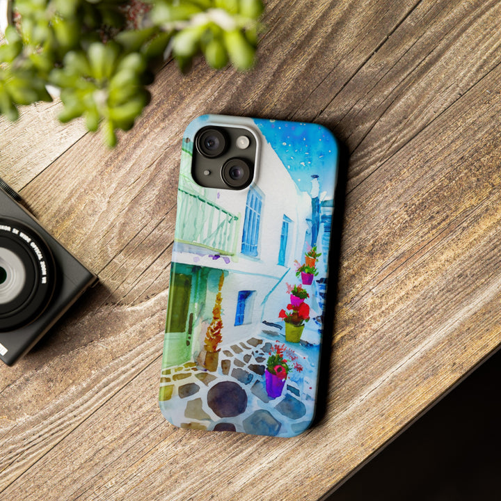 Slim Cute Phone Cases for Iphone | iPhone 15 Case | iPhone 15 Pro Max Case, Iphone 14, Iphone 14 Pro Max, Iphone 13, Colorful Greek Alley Watercolor - Studio40ParkLane