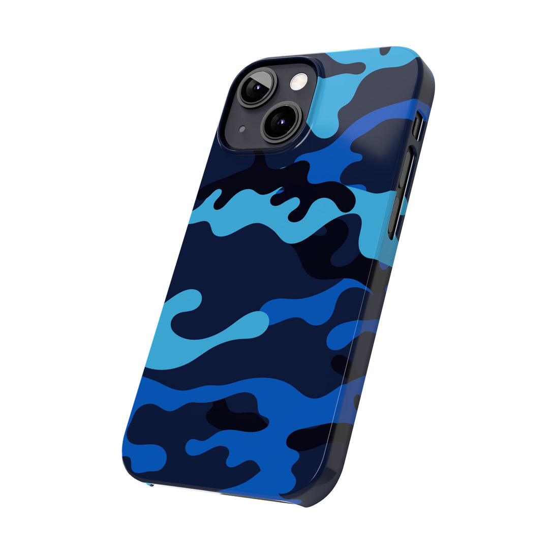 Slim Cute Phone Cases for Iphone - | iPhone 15 Case | iPhone 15 Pro Max Case, Iphone 14 Case, Iphone 14 Pro Max, Iphone 13, Blue Camouflage - Studio40ParkLane
