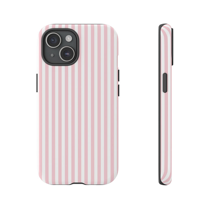 Tough Premium Sweet Pink Stripes Phone Case Gift for Her - For Apple iPhone 16 Pro Max 16e iPhone 15 Pro iPhone Iphone 14 Plus 13 Pro 12 SE XR - Studio40ParkLane
