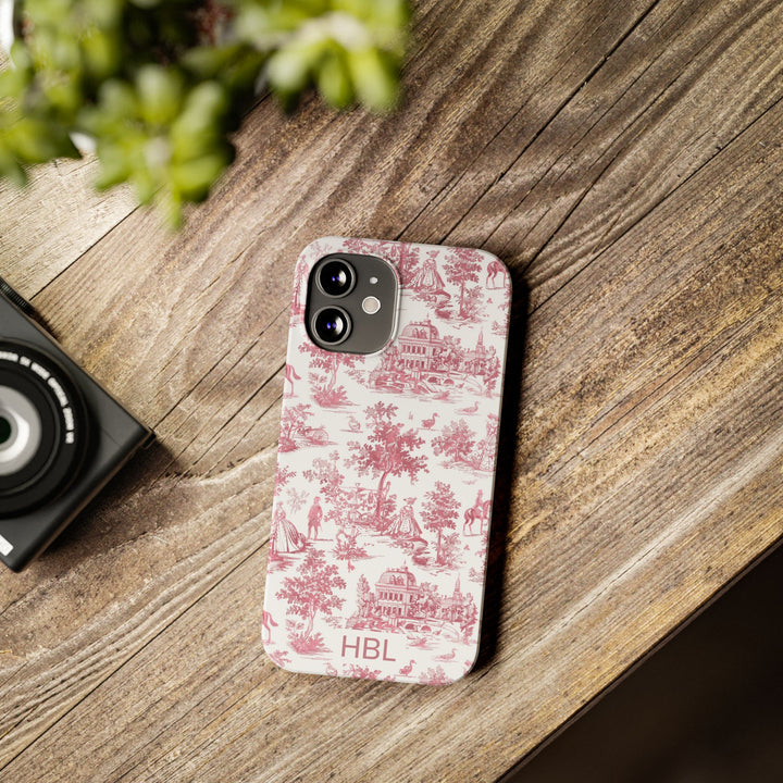 Slim Personalized Slim Pink Vintage French Toile Cute Phone Cases for Iphone 16 Pro Max | iPhone 15 Case | iPhone 15 Pro Max Case, Iphone 14, Iphone 14 Pro Max, Iphone 13 12 11 8 7 - Studio40ParkLane
