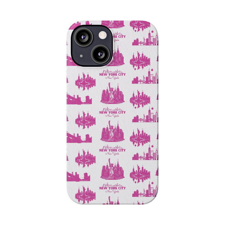 Slim New York Skyline Pink Collage Coquette Gift for Her Cute Phone Cases for Iphone 16 Pro Max | iPhone 15 Case | iPhone 15 Pro Max Case, Iphone 14, Iphone 14 Pro Max, Iphone 13 12 11 8 7 - Studio40ParkLane