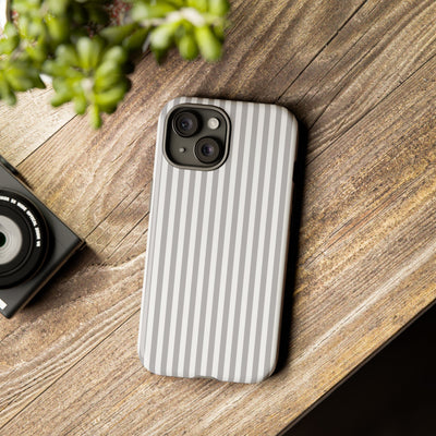 Tough Premium Ash Grey Stripes Phone Case Gift for Her - For Apple iPhone 16 Pro Max 16e iPhone 15 Pro iPhone Iphone 14 Plus 13 Pro 12 SE XR - Studio40ParkLane