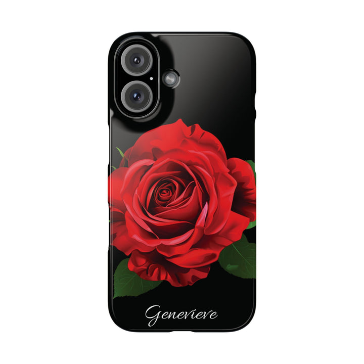 Slim Custom Personalized Red Rose Flowers Gift for Her Cute Phone Cases for Iphone 16 Pro Max | iPhone 15 Case | iPhone 15 Pro Max Case, Iphone 14, Iphone 14 Pro Max, Iphone 13 12 11 8 7 - Studio40ParkLane