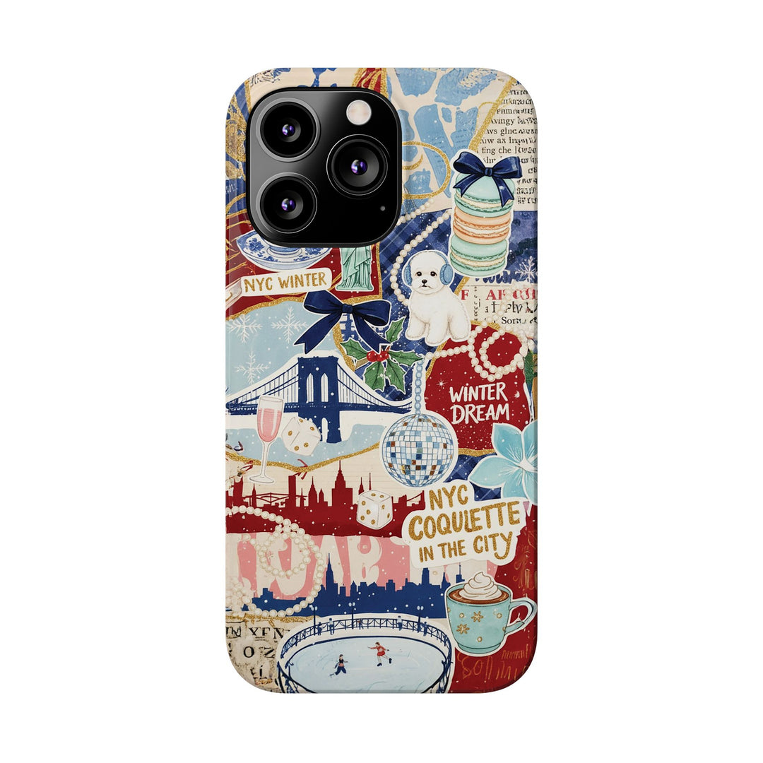 Slim New York Winter Coquette Collage Cute Phone Case for Iphone 16 - | iPhone 15 Pro Max Case | iPhone 14 Case Iphone 13 12 11 10 9 8 7 X - Studio40ParkLane