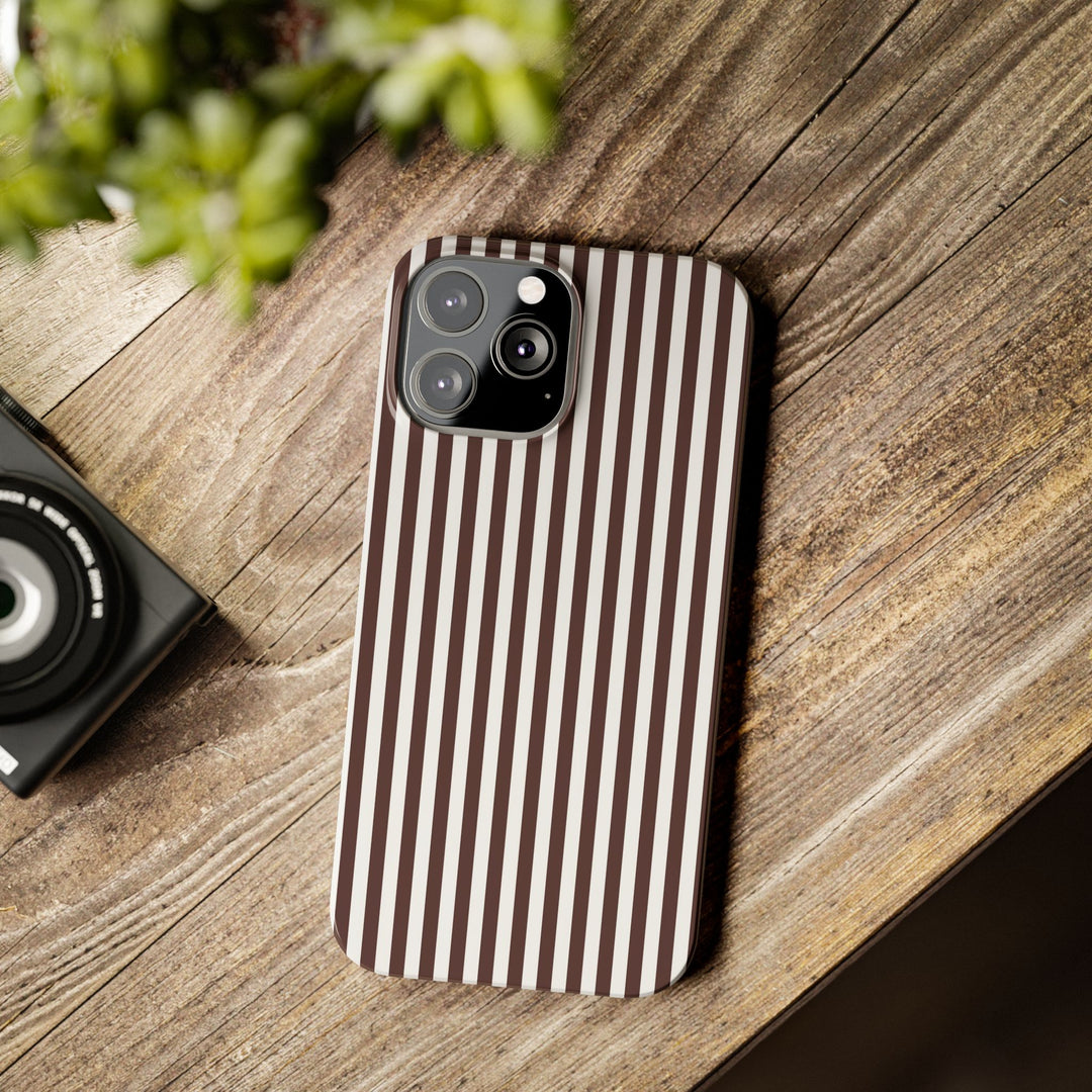 Slim Carriage Brown Striped Cute Phone Case for Iphone 16 - | iPhone 15 Pro Max Case | iPhone 14 Case Iphone 13 12 11 10 9 8 7 Gift for Her - Studio40ParkLane