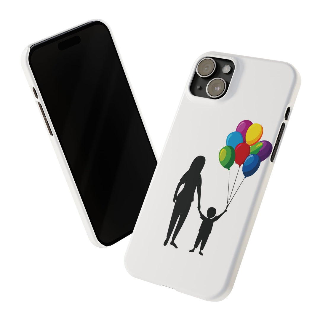 Slim Mother Child Balloons Gift for Her Cute Phone Cases for Iphone 16 Pro Max | iPhone 15 Case | iPhone 15 Pro Max Case, Iphone 14, 13, 12, 11, 10, 8, 7 - Studio40ParkLane