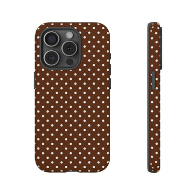 Aesthetic Tough Mocha Brown Polka Dots Premium Phone Case - For iPhone 17 Pro Max iPhone 16 Pro iPhone 15 Iphone 14 Plus 13 Pro 12 11 10 - Studio40ParkLane