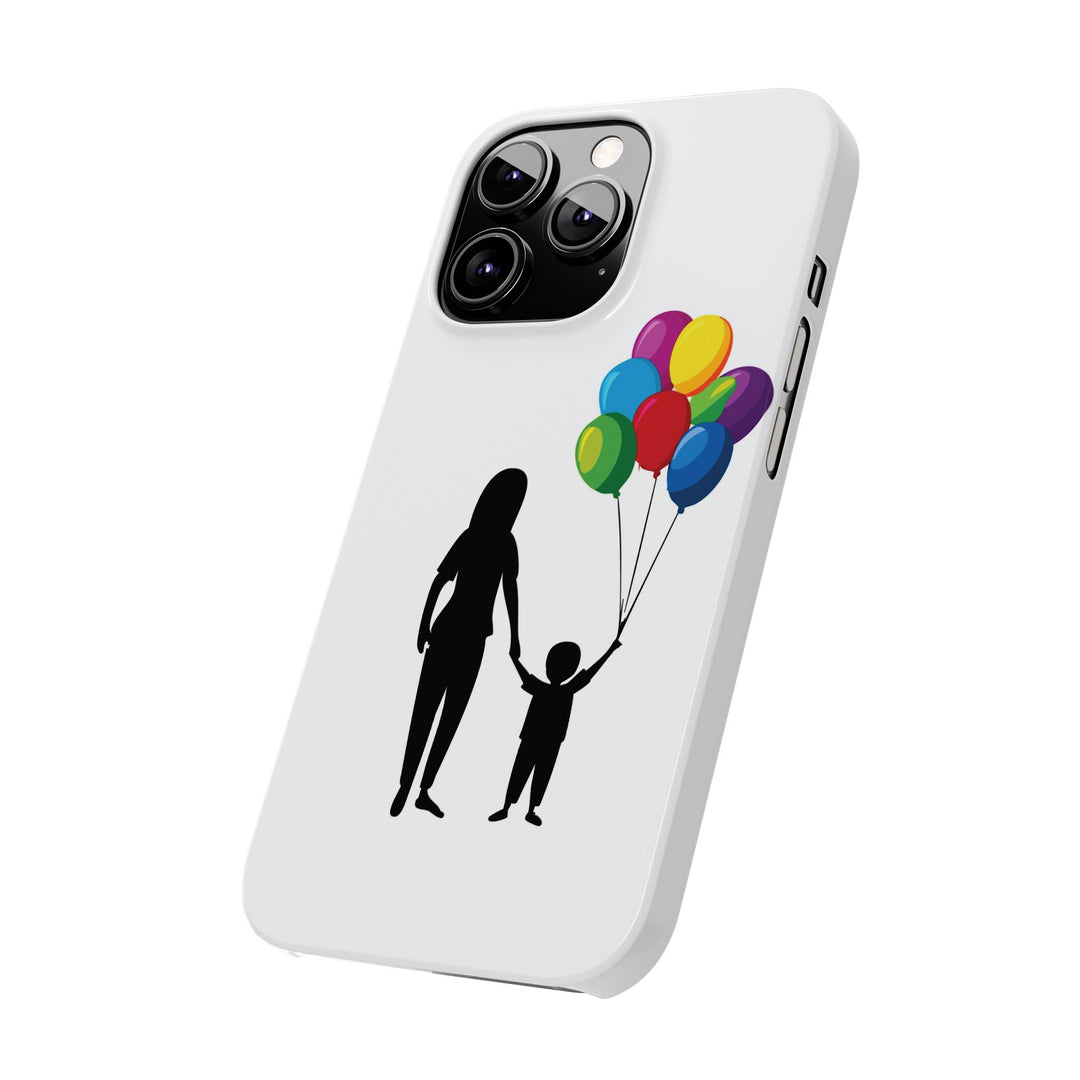 Slim Mother Child Balloons Gift for Her Cute Phone Cases for Iphone 16 Pro Max | iPhone 15 Case | iPhone 15 Pro Max Case, Iphone 14, 13, 12, 11, 10, 8, 7 - Studio40ParkLane