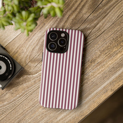 Tough Premium Old Claret Stripes Phone Case Gift for Her - For Apple iPhone 16 Pro Max 16e iPhone 15 Pro iPhone Iphone 14 Plus 13 Pro 12 SE XR - Studio40ParkLane