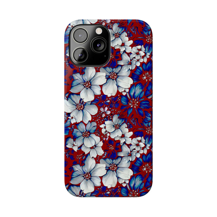 Slim Cute Phone Cases for Iphone - | iPhone 15 Case | iPhone 15 Pro Max Case, Iphone 14 Case, Iphone 14 Pro Max, Iphone 13, Red Blue Flowers - Studio40ParkLane