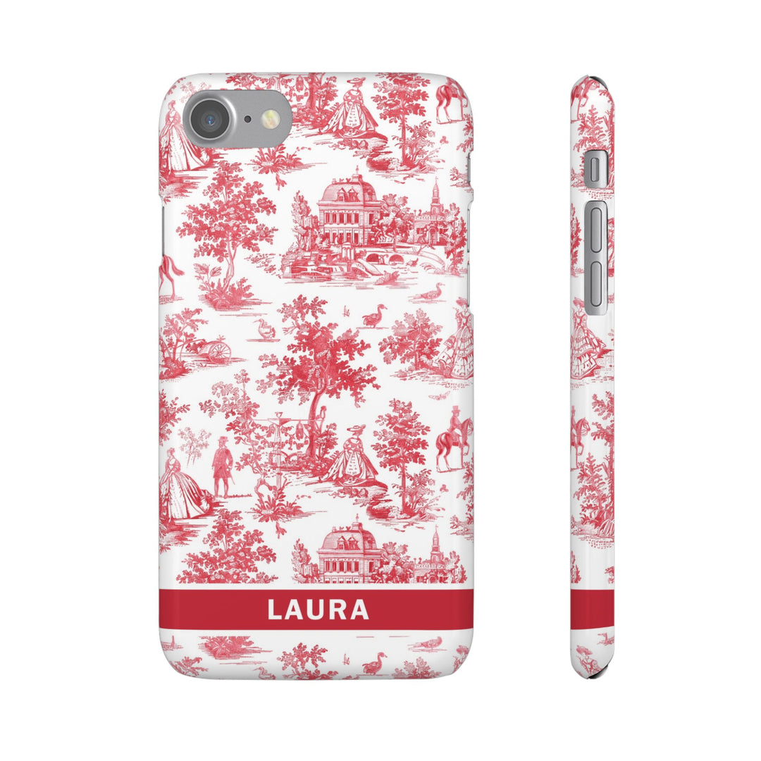 Snap French Toile Personalized Initial Custom Gift for Her Cute Phone Cases for Samsung S24, S23, S22, S21, S20, Plus and Ultra and Iphone, 16, 15, 14, 13, 12, 11. 10 - Studio40ParkLane