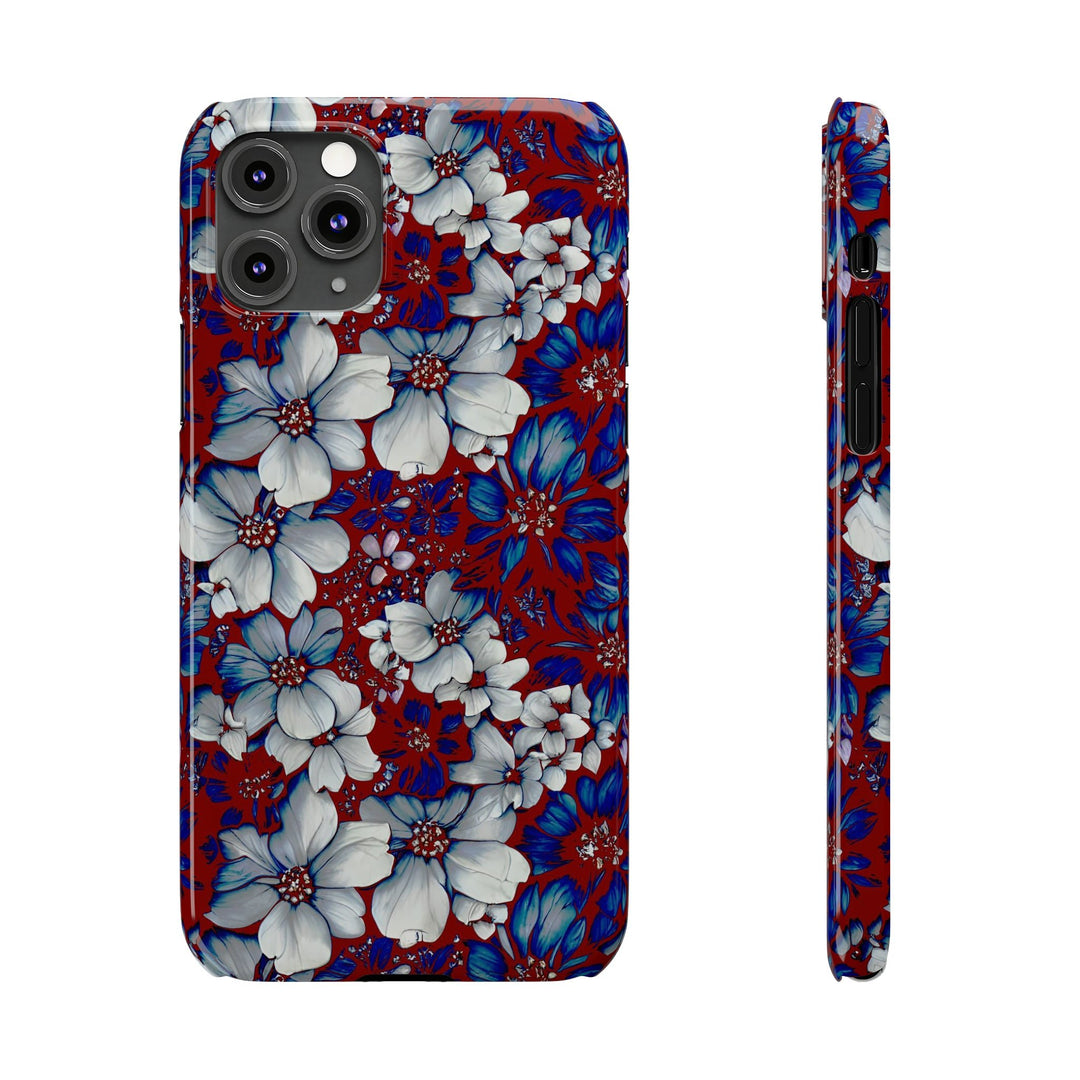 Slim Cute Phone Cases for Iphone - | iPhone 15 Case | iPhone 15 Pro Max Case, Iphone 14 Case, Iphone 14 Pro Max, Iphone 13, Red Blue Flowers - Studio40ParkLane