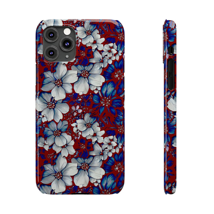 Slim Cute Phone Cases for Iphone - | iPhone 15 Case | iPhone 15 Pro Max Case, Iphone 14 Case, Iphone 14 Pro Max, Iphone 13, Red Blue Flowers - Studio40ParkLane