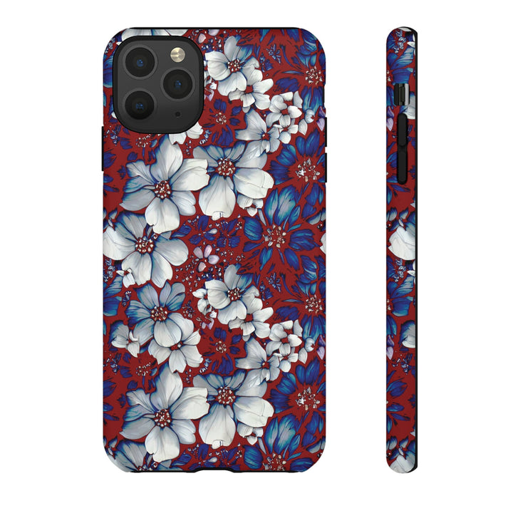 Cute IPhone Case | Red Blue Flowers, iPhone 15 Case | iPhone 15 Pro Case, Iphone 14 Case, Iphone 14 Pro Max Case, Protective Iphone Case - Studio40ParkLane