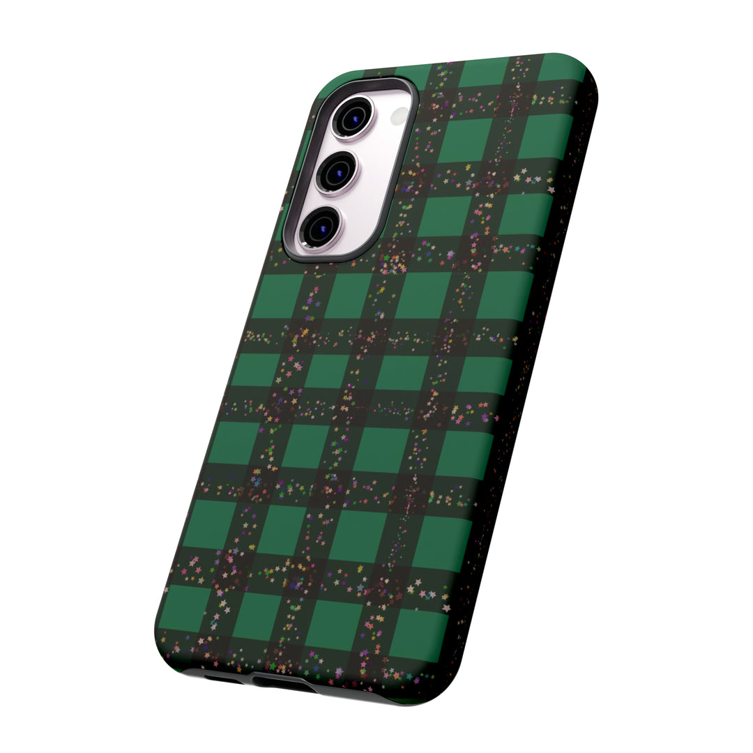 Cute Samsung Phone Cases, Designer Samsung Galaxy S23 Phone Case, Samsung S22 Case, Samsung S21 Case, Samsung S20 Case, Green Festive Plaid - Studio40ParkLane