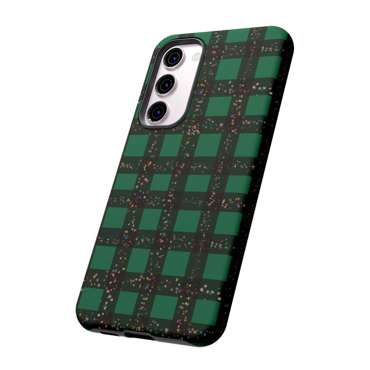 Cute Samsung Phone Cases, Designer Samsung Galaxy S23 Phone Case, Samsung S22 Case, Samsung S21 Case, Samsung S20 Case, Green Festive Plaid - Studio40ParkLane