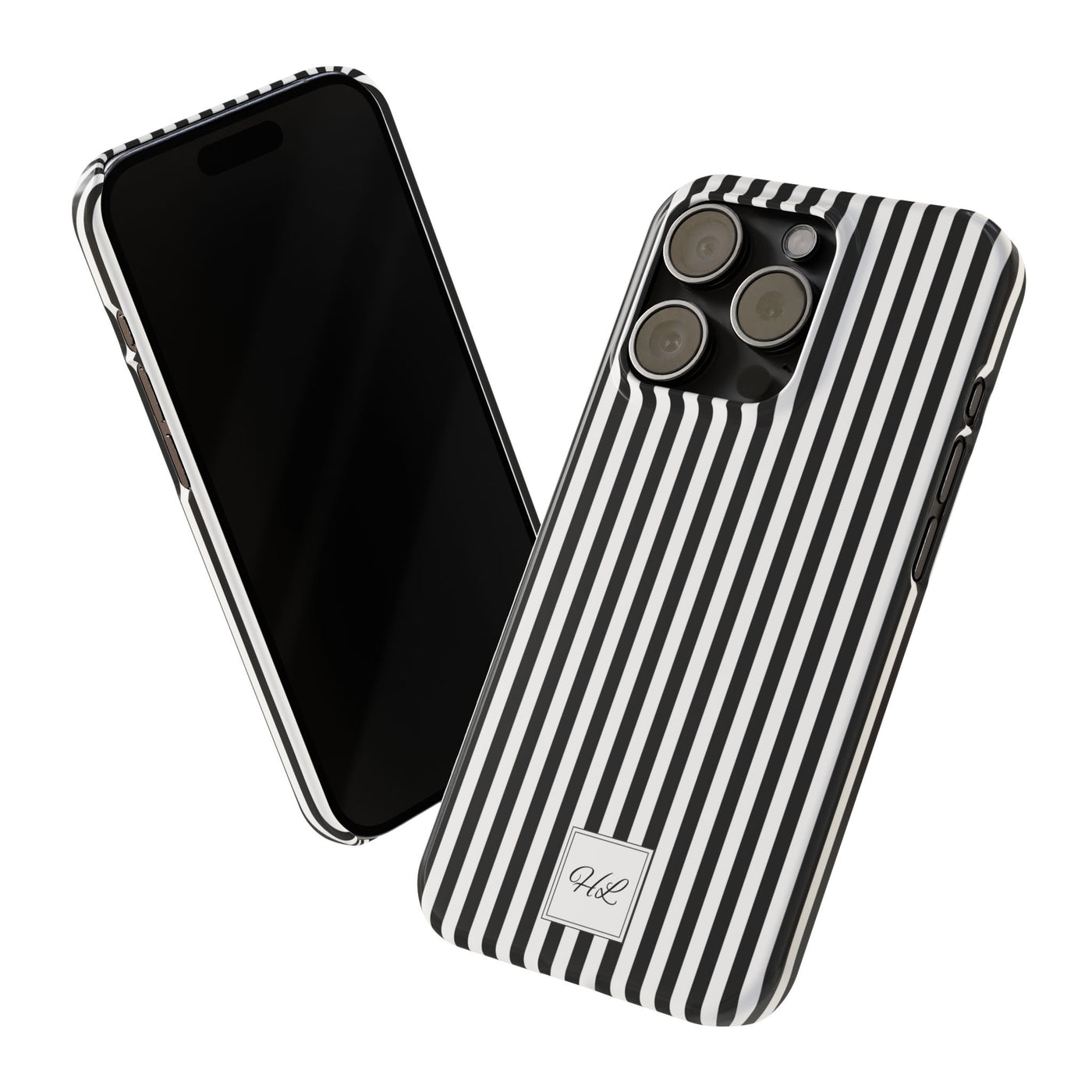 Slim Custom Personalized Black White Striped Phone Case for Iphone 16 - | iPhone 15 Pro Max Case | iPhone 14 Case Iphone 13 12 11 10 9 8 - Studio40ParkLane