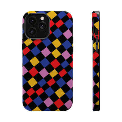 Aesthetic Colorful Checkerboard Tough Magsafe Phone Case - For iPhone 17 Pro Max iPhone 16 Pro iPhone 15 Iphone 14 Plus 13 Pro 12 11 Gift - Studio40ParkLane