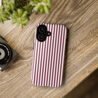 Tough Premium Old Claret Stripes Phone Case Gift for Her - For Apple iPhone 16 Pro Max 16e iPhone 15 Pro iPhone Iphone 14 Plus 13 Pro 12 SE XR - Studio40ParkLane