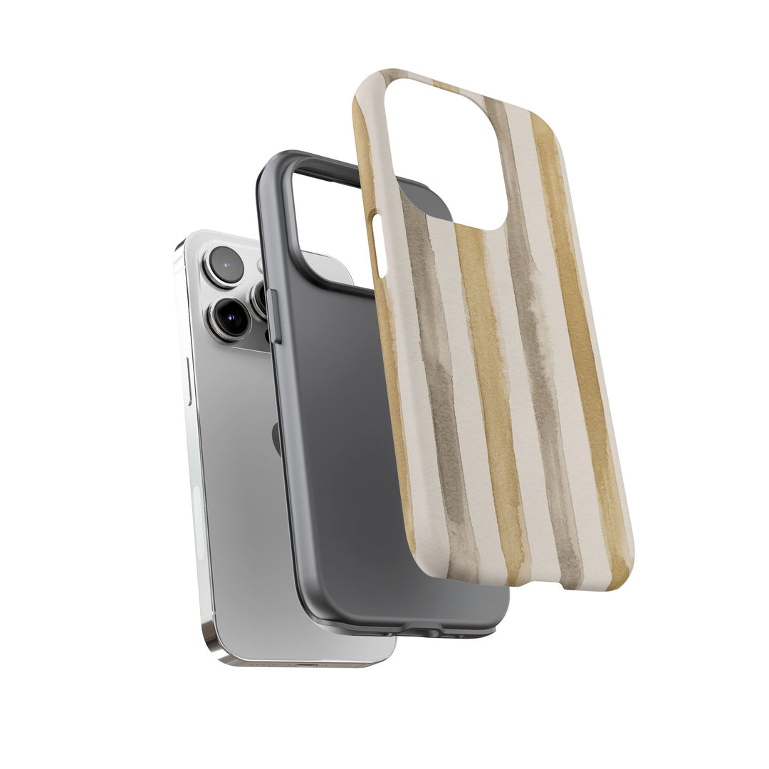 Tough Cute Brown Beige Stripes Phone Case, for IPhone 17 Pro Max | Iphone 17 Air, Iphone 16, IPhone 15, 14 13 12, Samsung Galaxy S26, S25, S24, S23 - Studio40ParkLane