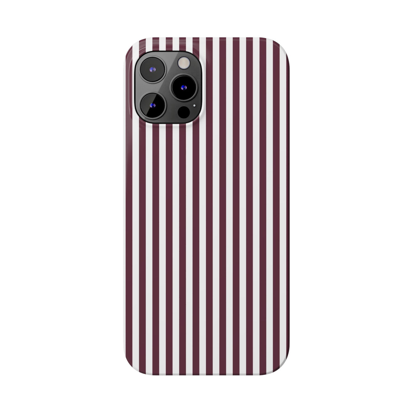 Slim Burgundy Wine Striped Cute Phone Case for Iphone 16 - | iPhone 15 Pro Max Case | iPhone 14 Case Iphone 13 12 11 10 9 8 7 Gift for Her - Studio40ParkLane