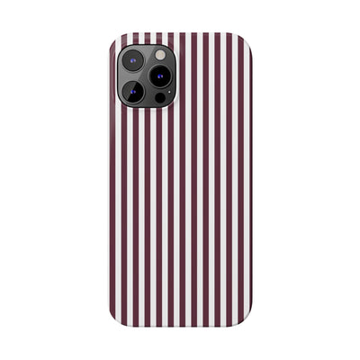 Slim Burgundy Wine Striped Cute Phone Case for Iphone 16 - | iPhone 15 Pro Max Case | iPhone 14 Case Iphone 13 12 11 10 9 8 7 Gift for Her - Studio40ParkLane