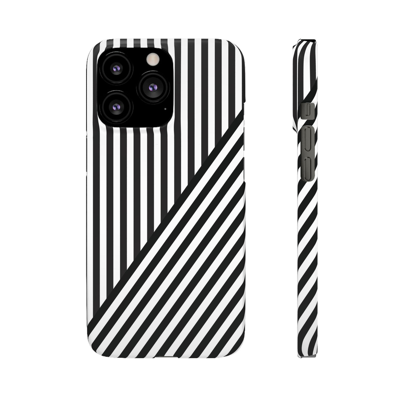 Aesthetic Black White Stripes Cute Phone Case Sleek Snap - For iPhone 17 Pro Max iPhone 16 Pro iPhone 15 Iphone 14 Plus 13 Pro 12 11 10 Gift - Studio40ParkLane