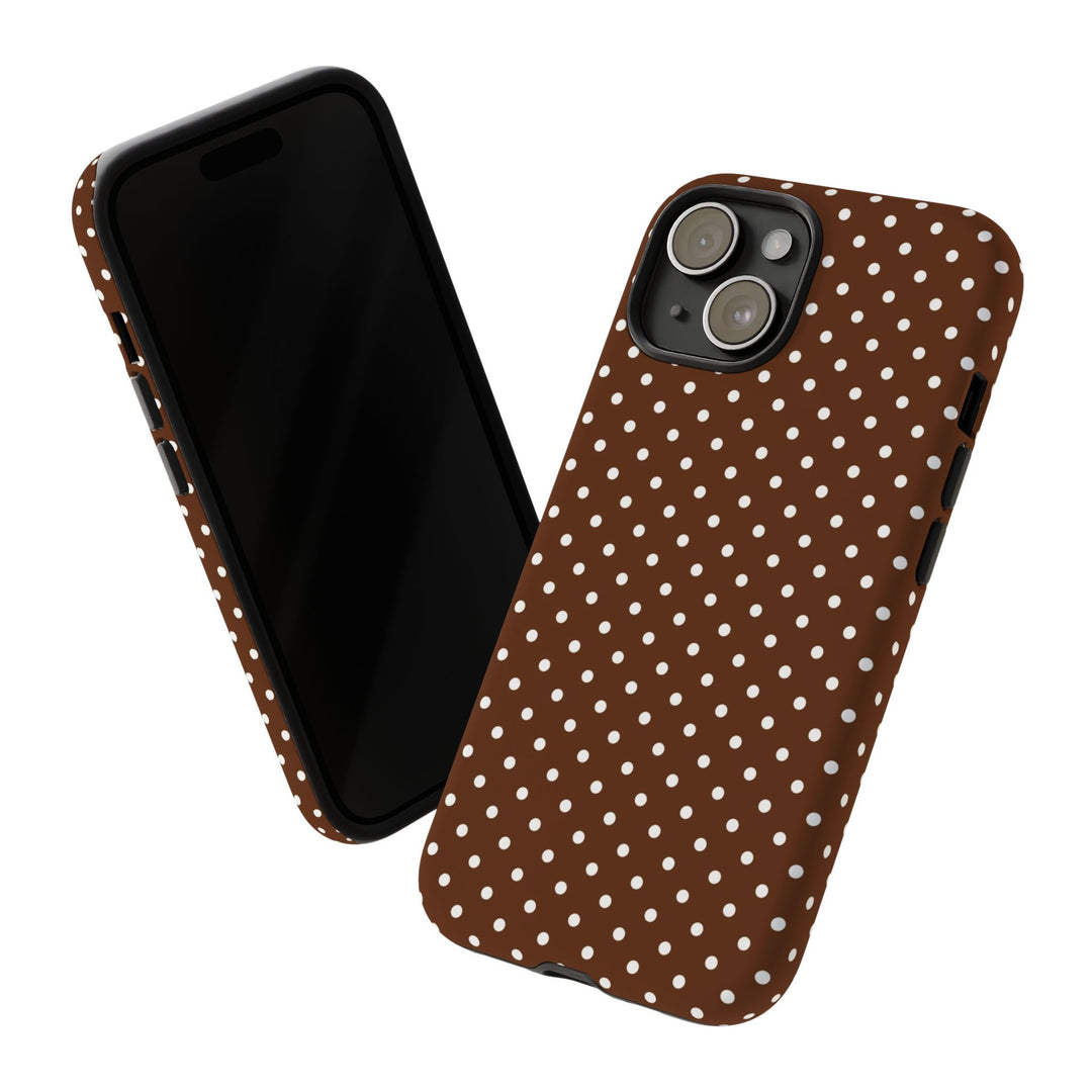 Aesthetic Tough Mocha Brown Polka Dots Premium Phone Case - For iPhone 17 Pro Max iPhone 16 Pro iPhone 15 Iphone 14 Plus 13 Pro 12 11 10 - Studio40ParkLane