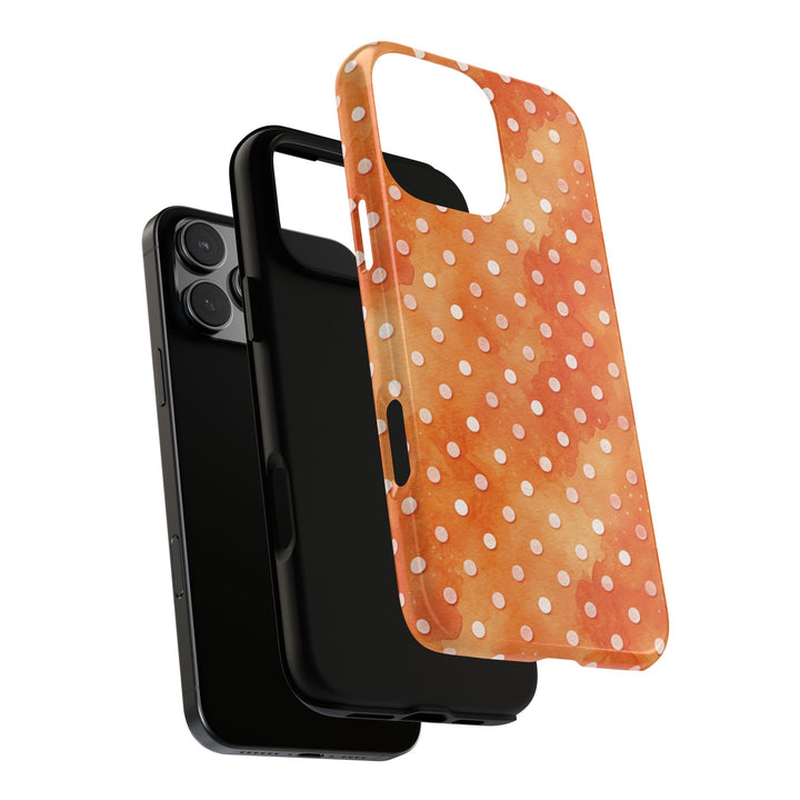 Aesthetic Tough Orange Polka Dots Watercolor Phone Case - For iPhone 17 Pro Max iPhone 16 Pro iPhone 15 Iphone 14 Plus 13 Pro 12 11 10 XR - Studio40ParkLane