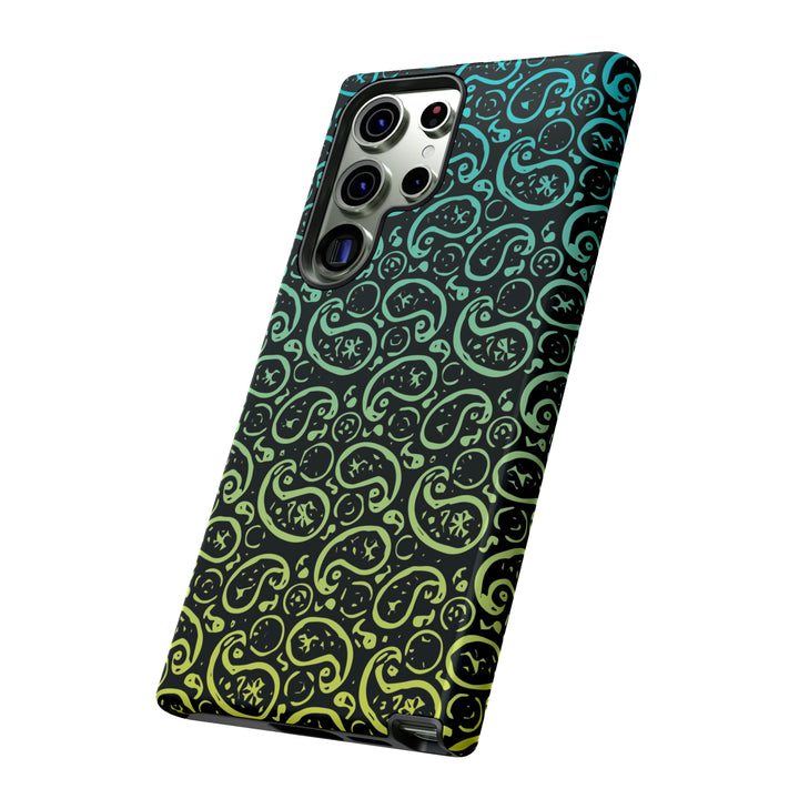 Cute Samsung Phone Case | Aesthetic Samsung Phone Case | Paisley Blue Yellow Black | Galaxy S23, S22, S21, S20 | Luxury Double Layer | Cool - Studio40ParkLane