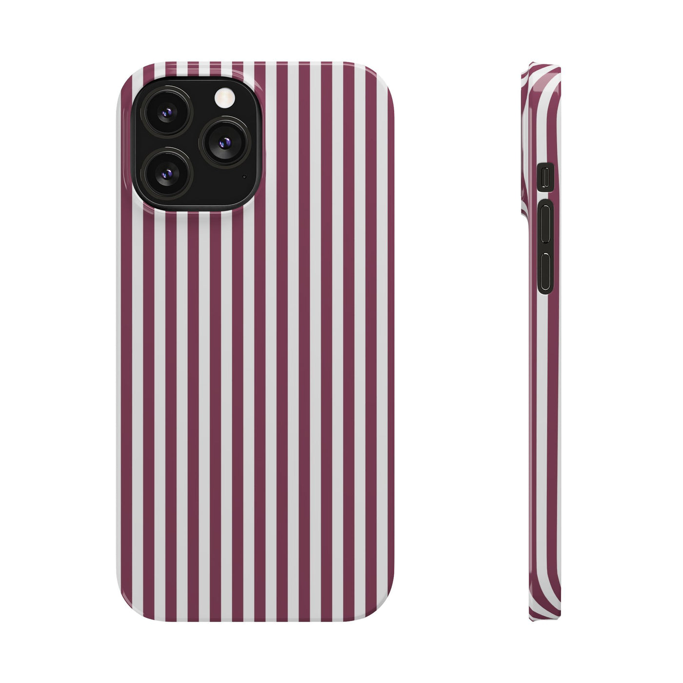 Slim Claret Red Striped Cute Phone Case for Iphone 16 - | iPhone 15 Pro Max Case | iPhone 14 Case Iphone 13 12 11 10 9 8 7 XS X Gift for Her - Studio40ParkLane