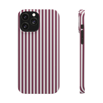 Slim Claret Red Striped Cute Phone Case for Iphone 16 - | iPhone 15 Pro Max Case | iPhone 14 Case Iphone 13 12 11 10 9 8 7 XS X Gift for Her - Studio40ParkLane