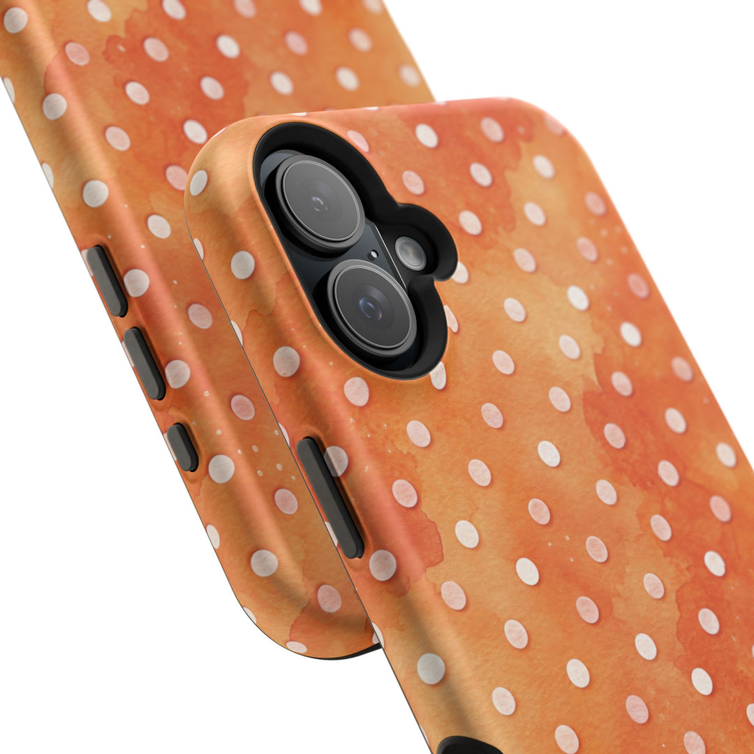Aesthetic Tough Magsafe Orange Polka Dots Phone Case - For iPhone 17 Pro Max iPhone 16 Pro iPhone 15 Iphone 14 Plus 13 Pro 12 11 10 XR - Studio40ParkLane