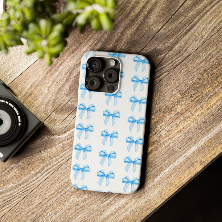 Slim Blue Bows Cute Phone Cases for Iphone 16 Pro Max | iPhone 15 Case | iPhone 15 Pro Max Case, Iphone 14, Iphone 14 Pro Max, Iphone 13 12 11 8 7 - Studio40ParkLane