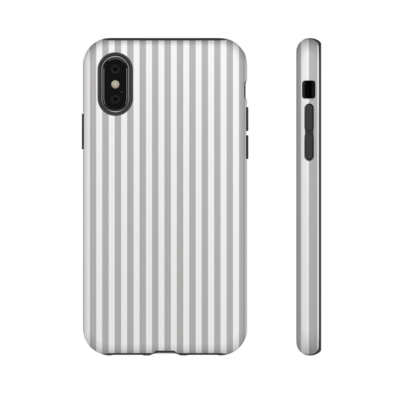 Tough Premium Ash Grey Stripes Phone Case Gift for Her - For Apple iPhone 16 Pro Max 16e iPhone 15 Pro iPhone Iphone 14 Plus 13 Pro 12 SE XR - Studio40ParkLane