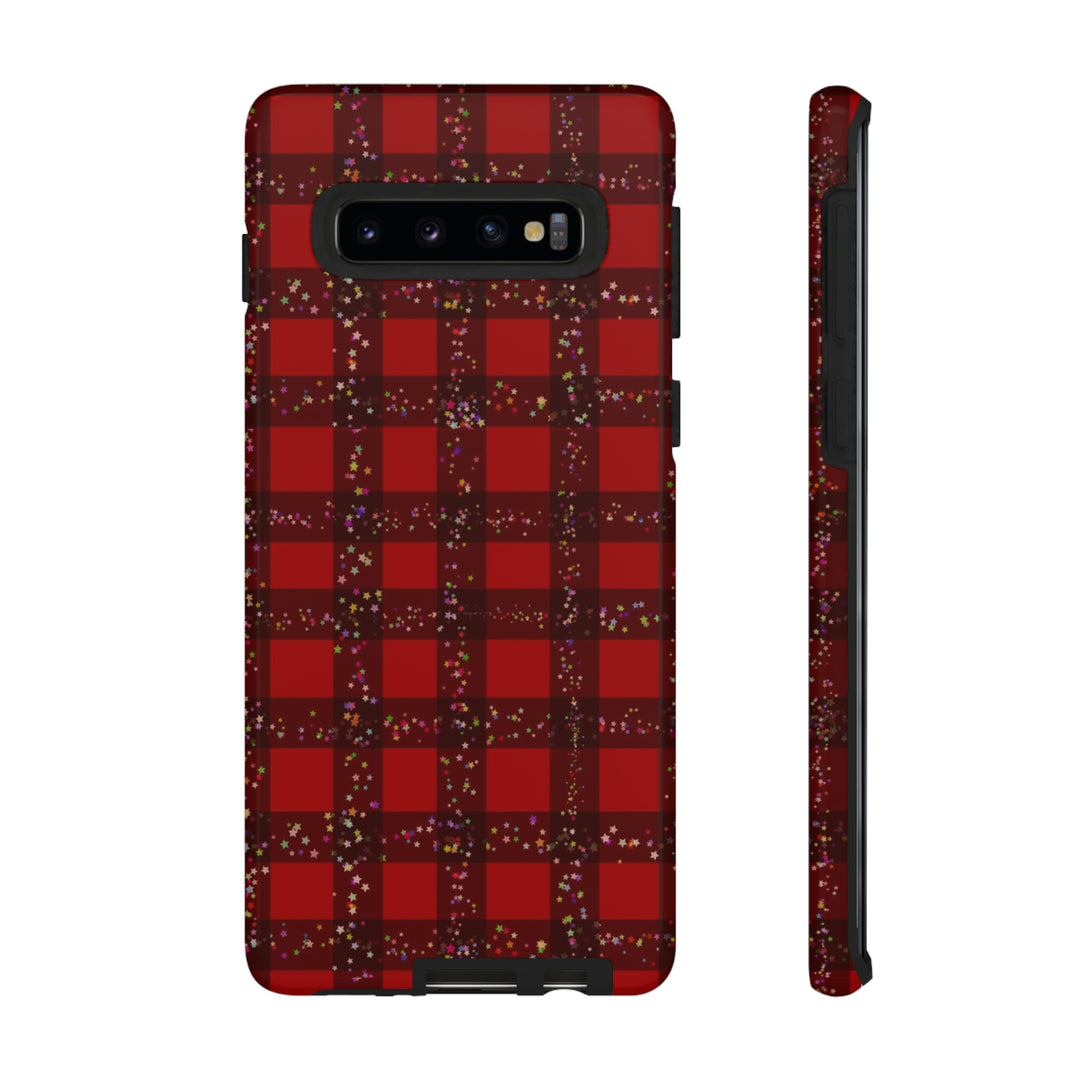 Samsung Phone Cases, Designer Samsung Galaxy S23 Phone Case, Samsung S22 Case, Samsung S21 Case, Samsung S20 Case, Red Festive Plaid - Studio40ParkLane