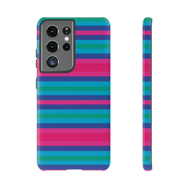 Cute Samsung Phone Case | Aesthetic Samsung Phone Case | Stripes Blue Pink | Galaxy S23, S22, S21, S20 | Luxury Double Layer | Cool - Studio40ParkLane