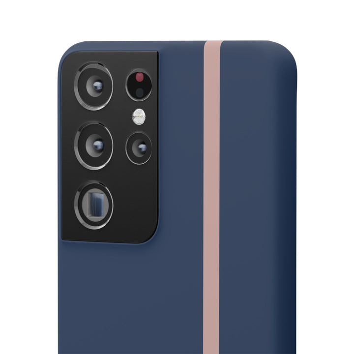Sleek Navy Blue Pink Stripe Snap Phone Case for iPhone 18 17 16 15 14 13 Pro Max, Samsung Galaxy S26 S25 Ultra Lightweight Cute Phone Case - Studio40ParkLane