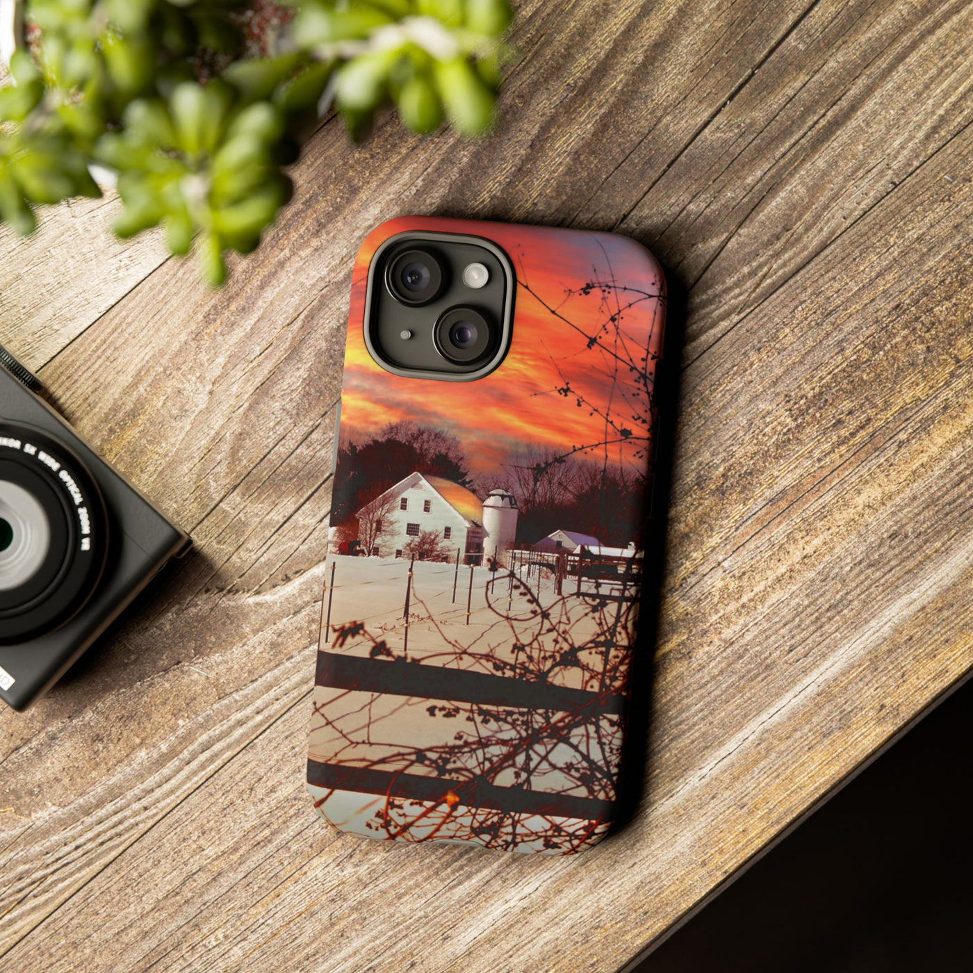 Impact Resistant, Winter Sunset Cute Phone Cases for Samsung S24, S23, S22, S21, IPhone 15 pro Iphone 14 pro Iphone 13 IPhone 12 Iphone 11